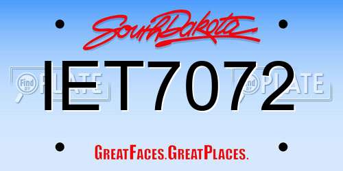IET7072 South Dakota License Plate