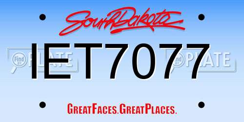 IET7077 South Dakota License Plate
