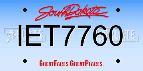 IET7760 South Dakota License Plate