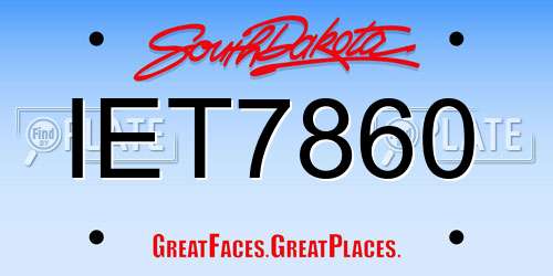 IET7860 South Dakota License Plate