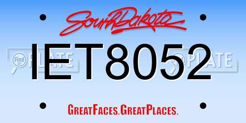 IET8052 South Dakota License Plate