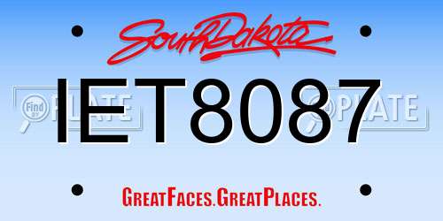 IET8087 South Dakota License Plate