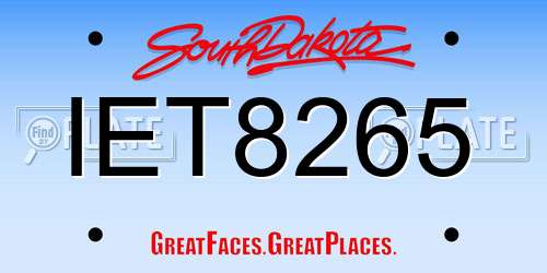 IET8265 South Dakota License Plate