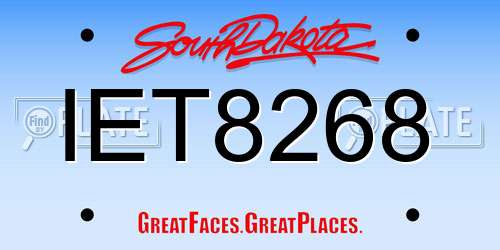 IET8268 South Dakota License Plate