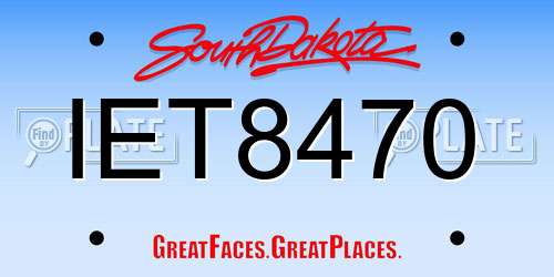 IET8470 South Dakota License Plate