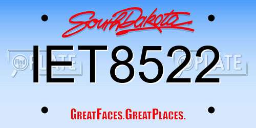 IET8522 South Dakota License Plate