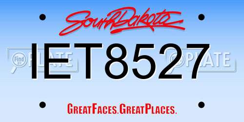 IET8527 South Dakota License Plate
