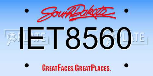 IET8560 South Dakota License Plate
