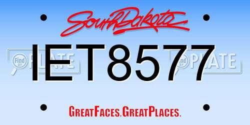 IET8577 South Dakota License Plate