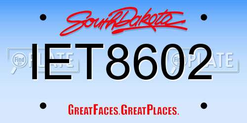IET8602 South Dakota License Plate