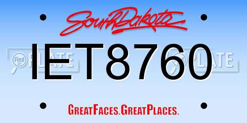 IET8760 South Dakota License Plate