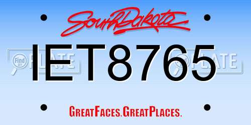 IET8765 South Dakota License Plate