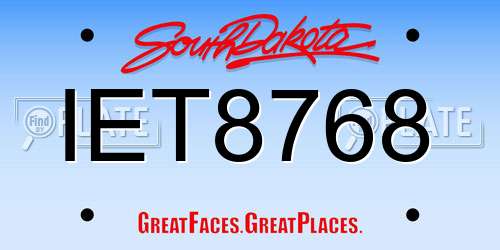 IET8768 South Dakota License Plate