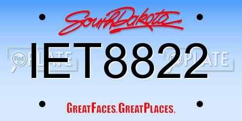 IET8822 South Dakota License Plate