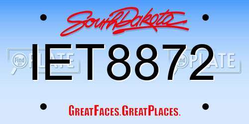 IET8872 South Dakota License Plate