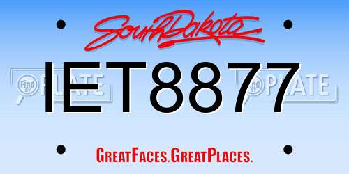 IET8877 South Dakota License Plate