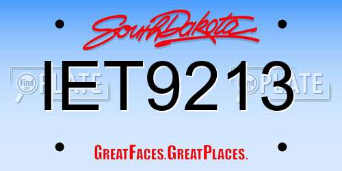 IET9213 South Dakota License Plate