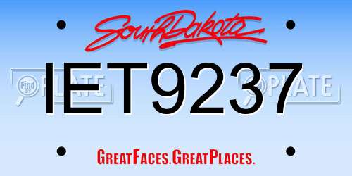 IET9237 South Dakota License Plate