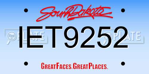 IET9252 South Dakota License Plate