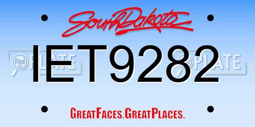 IET9282 South Dakota License Plate