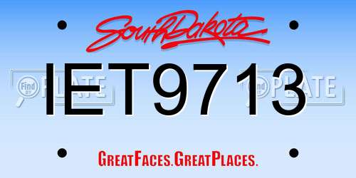 IET9713 South Dakota License Plate
