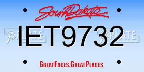 IET9732 South Dakota License Plate