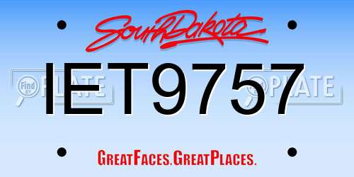 IET9757 South Dakota License Plate