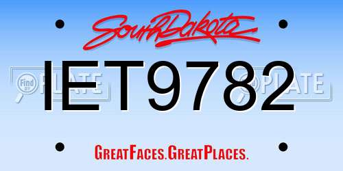 IET9782 South Dakota License Plate