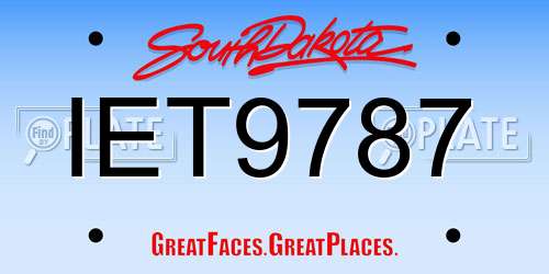 IET9787 South Dakota License Plate