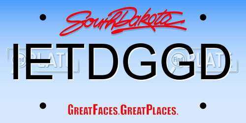 IETDGGD South Dakota License Plate
