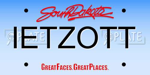 IETZOTT South Dakota License Plate