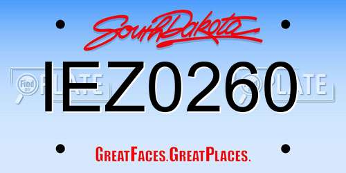 IEZ0260 South Dakota License Plate