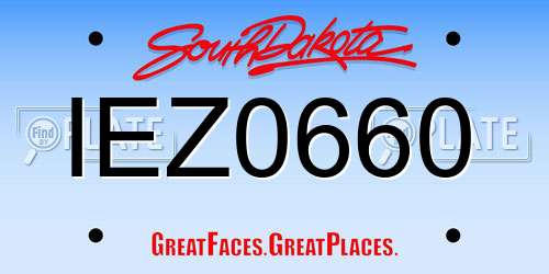 IEZ0660 South Dakota License Plate
