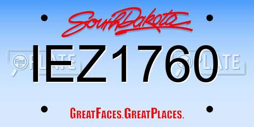 IEZ1760 South Dakota License Plate