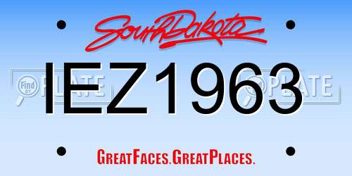 IEZ1963 South Dakota License Plate
