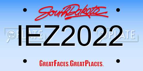 IEZ2022 South Dakota License Plate