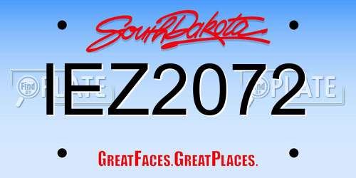 IEZ2072 South Dakota License Plate