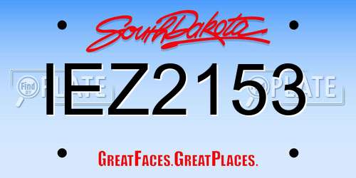 IEZ2153 South Dakota License Plate