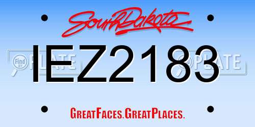IEZ2183 South Dakota License Plate