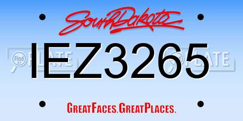 IEZ3265 South Dakota License Plate
