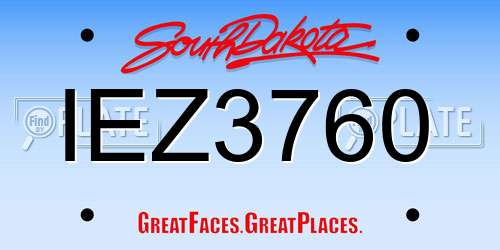 IEZ3760 South Dakota License Plate