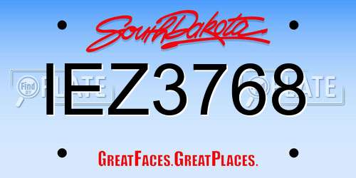IEZ3768 South Dakota License Plate
