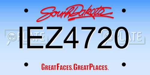 IEZ4720 South Dakota License Plate
