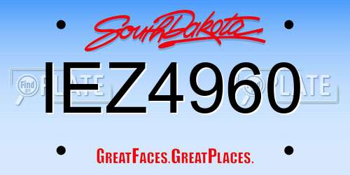 IEZ4960 South Dakota License Plate