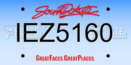 IEZ5160 South Dakota License Plate