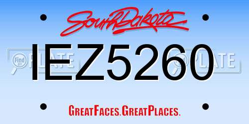 IEZ5260 South Dakota License Plate