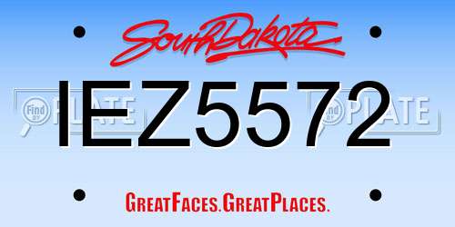 IEZ5572 South Dakota License Plate