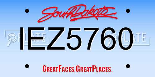 IEZ5760 South Dakota License Plate