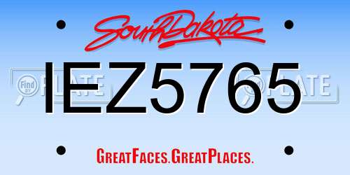 IEZ5765 South Dakota License Plate