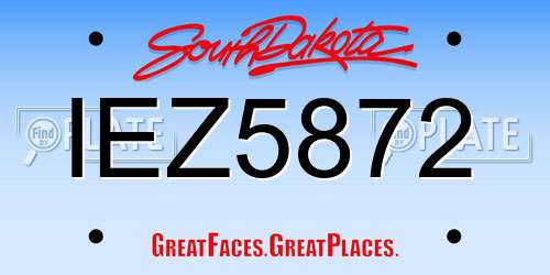 IEZ5872 South Dakota License Plate